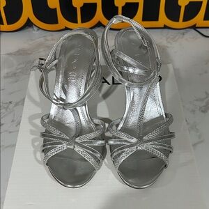 Aldo Metallic Silver Strappy Heels